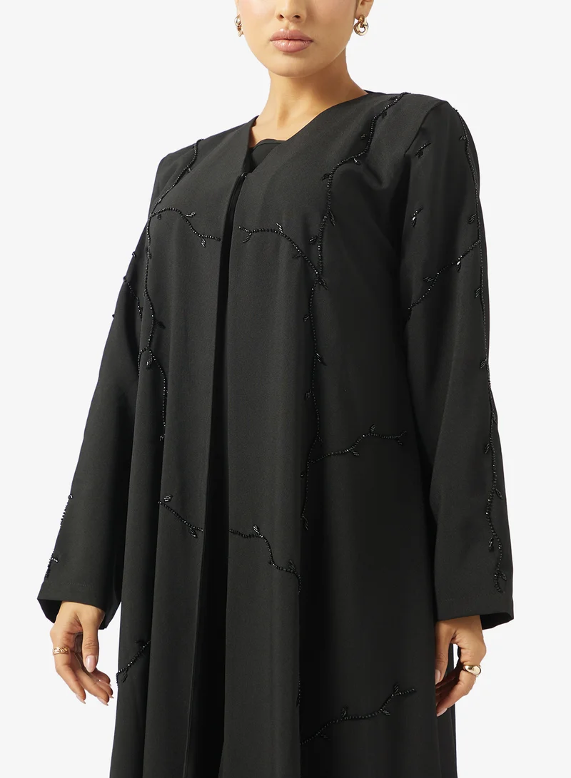 Hayas Closet  Black Embellished Abaya With Sheila for Women | Best Price UAE